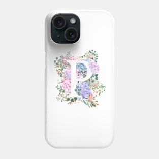 botanical monogram alphabet P hydrangea flowers Phone Case