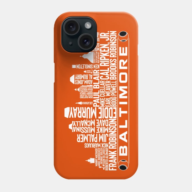 Baltimore Baseball Team All Time Legends, Baltimore City Skyline Phone Case by Legend Skyline