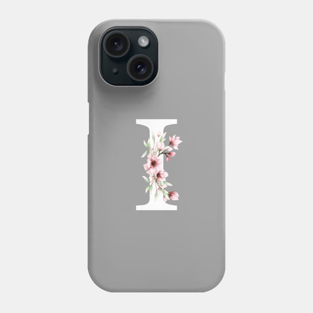Letter I Monogram With Cherry Blossoms Phone Case by thesnowwhyte