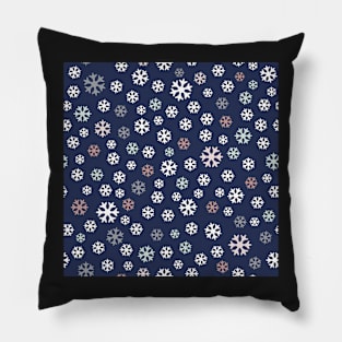 Winter pattern from snowflakes on blue Pillow