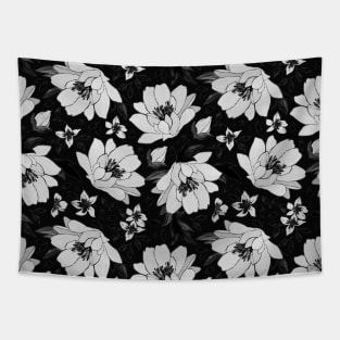 black and white flower pattern classy elegant fancy pattern Tapestry