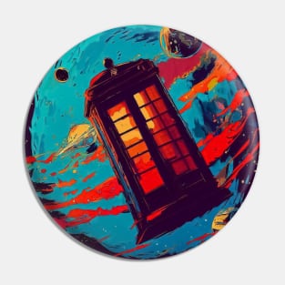 Phone booth in space pattern Pin