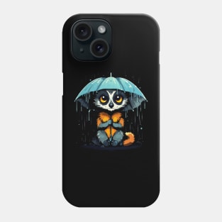 Lemur Rainy Day With Umbrella Phone Case