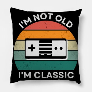 I'm not old, I'm Classic | Game Controller | Retro Hardware | Vintage Sunset | '80s '90s Video Gaming Pillow