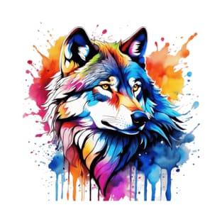 Watercolor wolf art T-Shirt