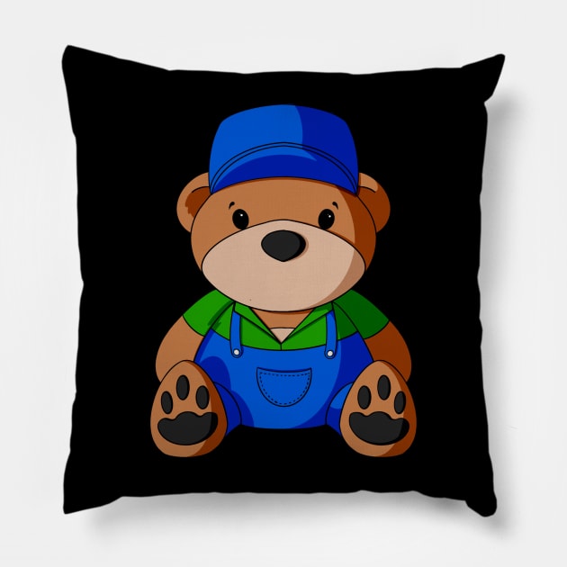 Farmer Teddy Bear Pillow by Alisha Ober Designs