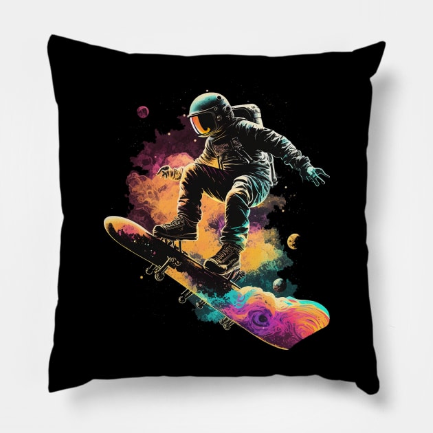 skater astroanut Pillow by a cat cooking