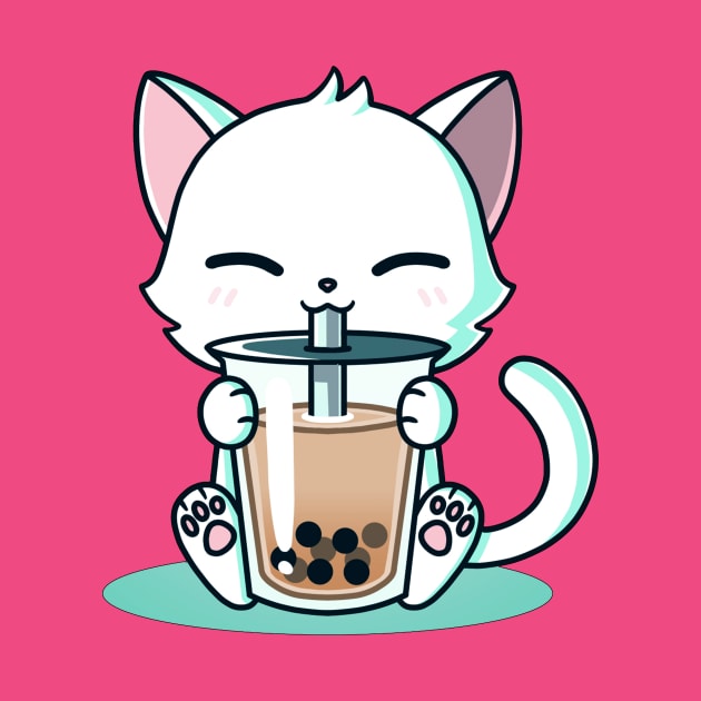 Cute Cat Drinking Cold Drink - Cute Funny Cat Love Artwork by LazyMice