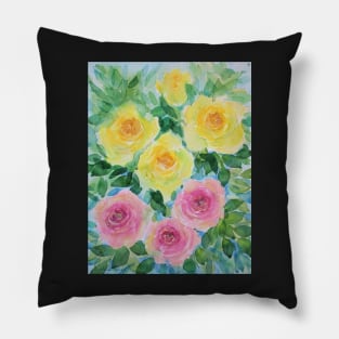 Roses Watercolor Painting Pillow