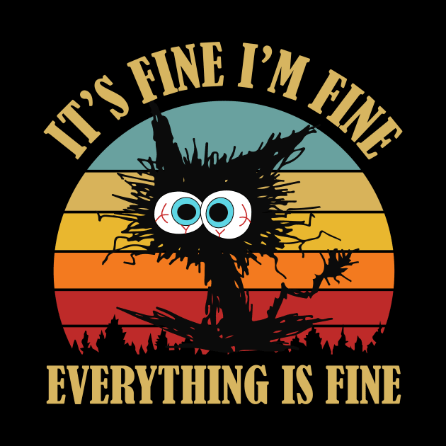 Black cat Vintage its fine im fine everything is fine by studio.artslap