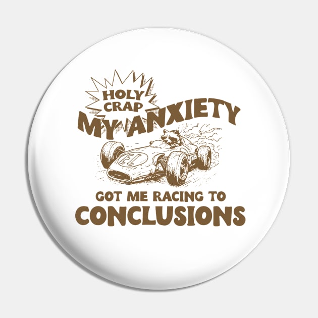 My Anxiety Got Me Racing To Conclusions Retro 90s T-Shirt, Raccoon Racing Graphic T-shirt, Funny Race T-Shirt, Vintage Animal Gag Pin by ILOVEY2K