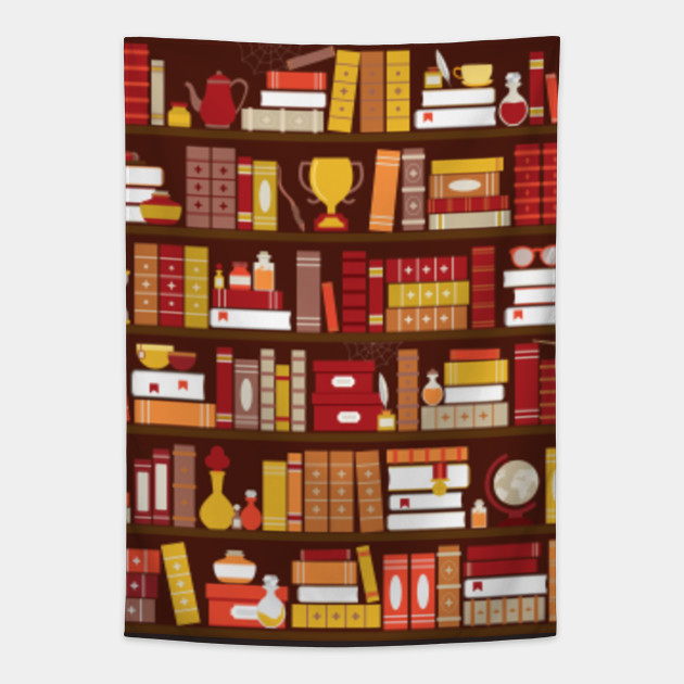Common Room Bookcase Red And Gold Harry Potter House Tapestry Teepublic