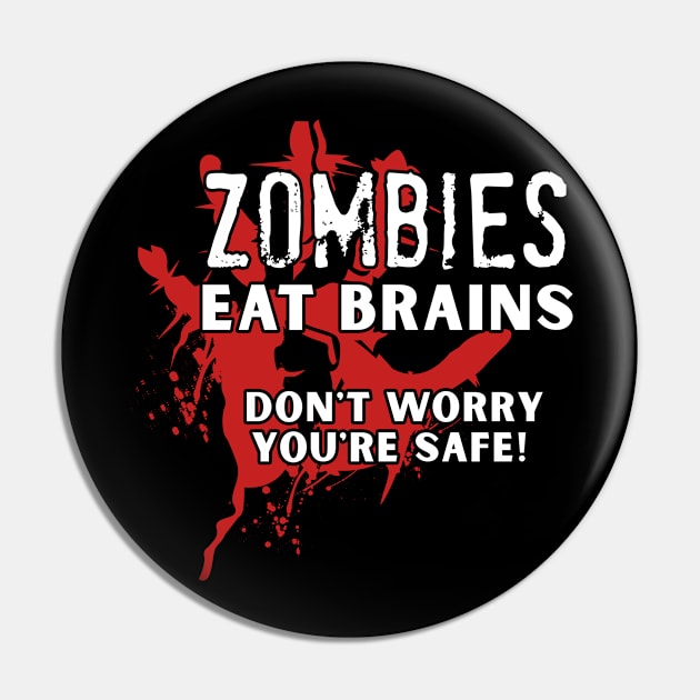 Zombie Eat Brains Halloween Pin by JDaneStore