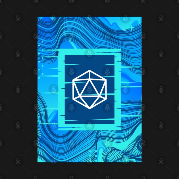 Aqua Glitch Polyhedral D20 Dice Tabletop RPG by dungeonarmory