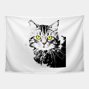 Cat white black Tapestry