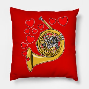 Valentines Day French Horn Player Anniversary Wedding Musician Pillow