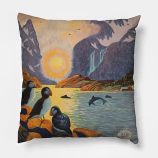 Norway Land of the Midnight Sun Vintage Poster 1925 Pillow