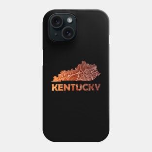 Colorful mandala art map of Kentucky with text in brown and orange Phone Case