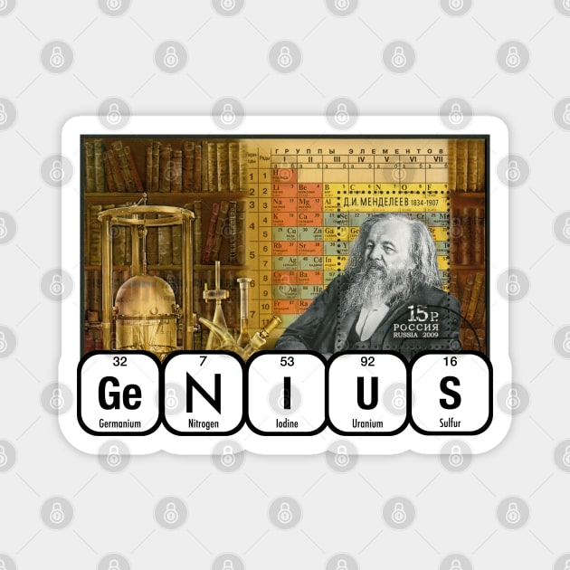 Genius Dmitri Mendeleev Magnet by firstsapling@gmail.com