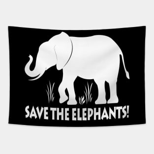 Save the Elephants in Silhouette Tapestry