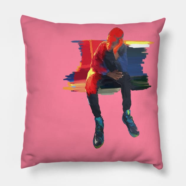 Losing Patience with the World Pillow by UBiv Art Gallery