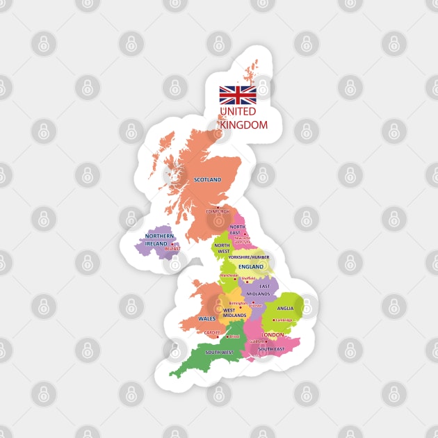 Great Britain Map Magnet by AliJun