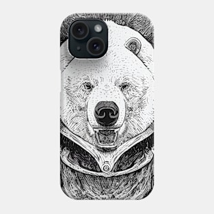 Bear Grizzly Wild Nature Illustration Line Epic Illustration Line Art Phone Case