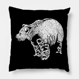 Black and white drawing - brown bear Pillow