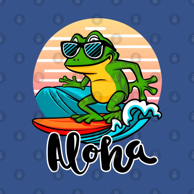 frog wears glasses, surfs and says aloha on the beach by KENG 51