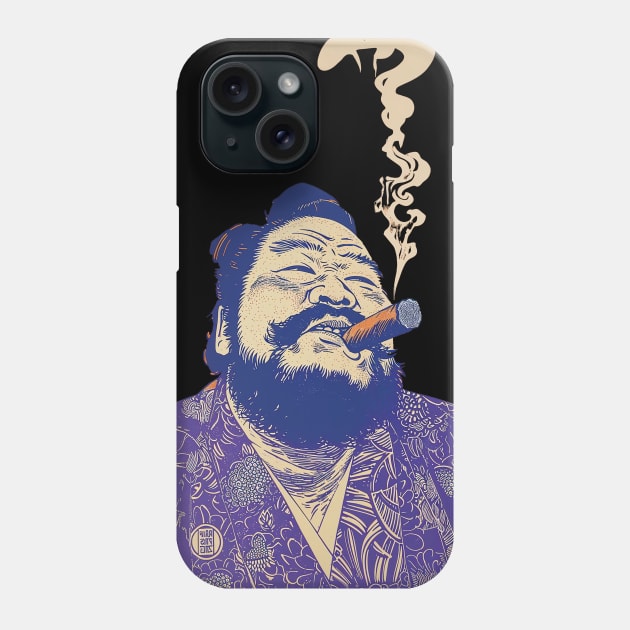 Puff Sumo: Smoking a Fat Robusto Cigar on a dark (Knocked Out) background Phone Case by Puff Sumo