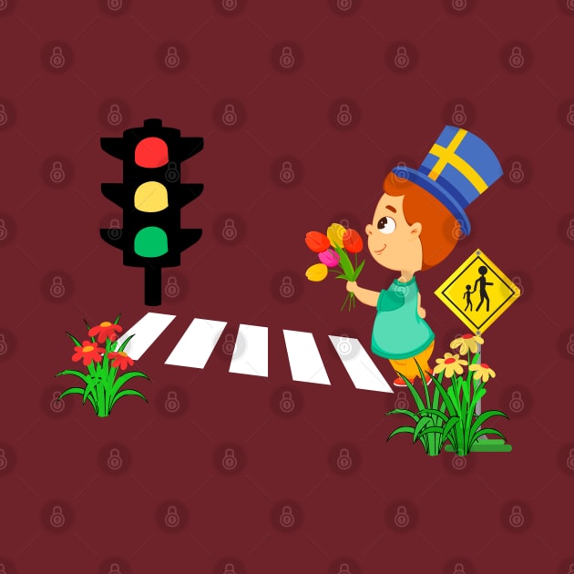 Little boy crossingn the road by MagicHub