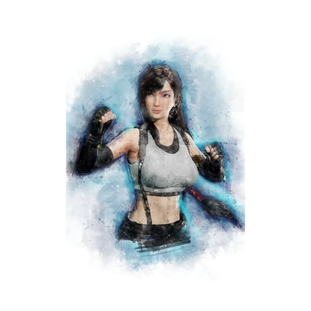 Tifa Lockhart FF VII watercolor by PetsArt