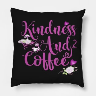 Kawaii Kindness and coffee lama Pillow