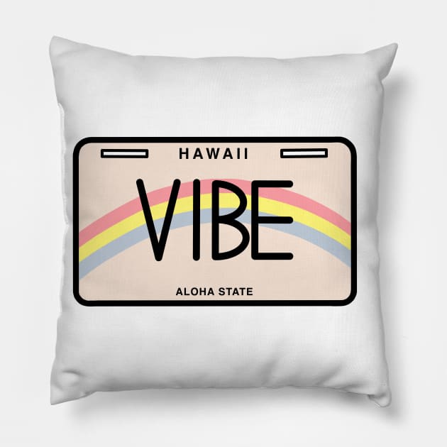 “Vibe” Hawaii License Plate Pillow by artolxxvia