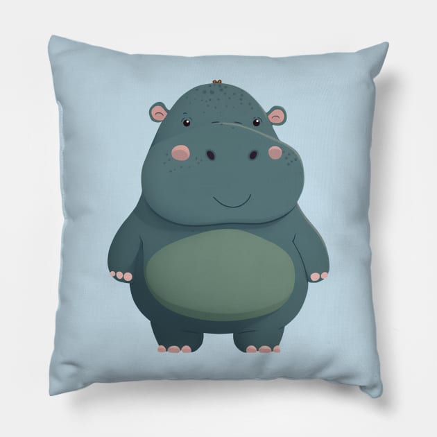 Cute Baby Hippo Pillow by Bondoboxy