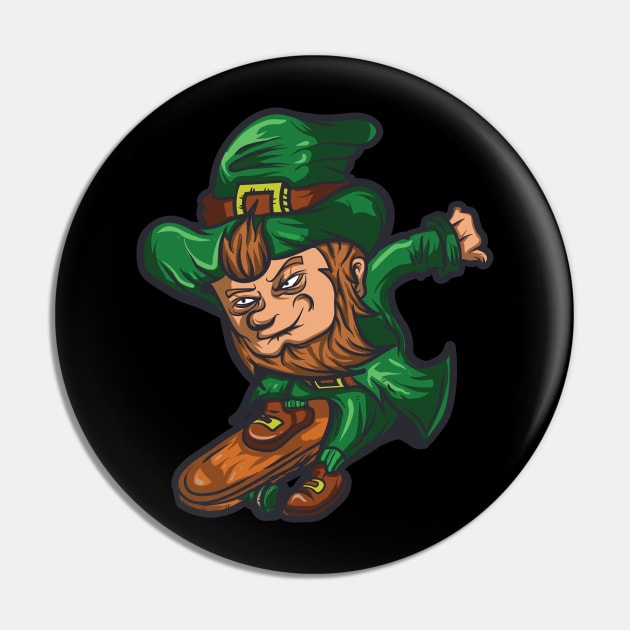 Leprechaun Skateboard T Shirt St. Patrick's Day Irish Clover Pin by jkshirts