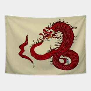 red dragon with beige background Tapestry