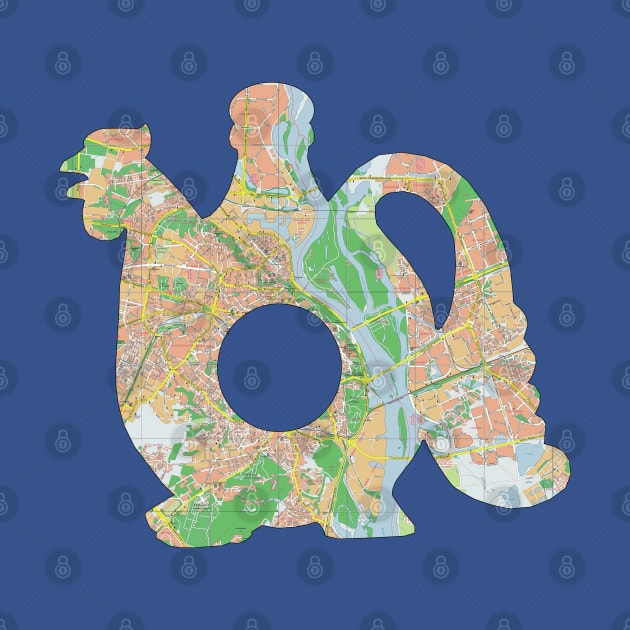 Ukrainian Teapot Silhouette cut from street map of Kiev by tsd-fashion