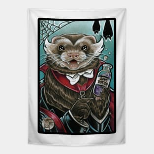 Grandpa Munster Ferret - Black Outlined Version Tapestry