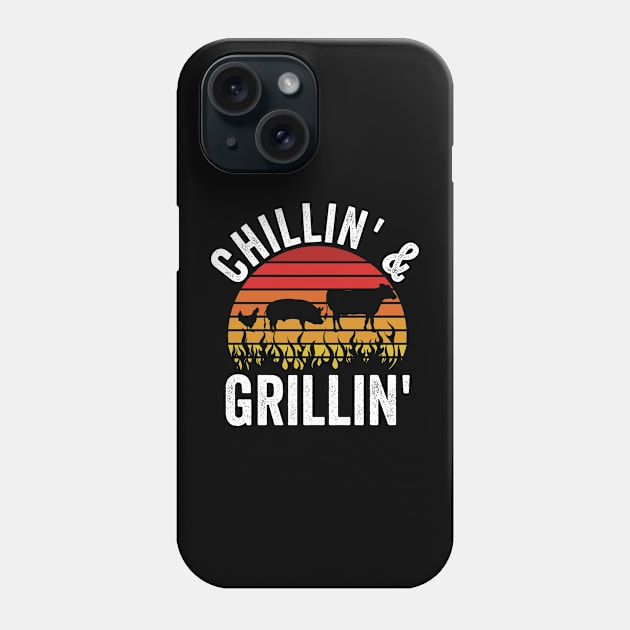 Funny Grilling Dad BBQ Season Chilling And Grilling Phone Case by Visual Vibes