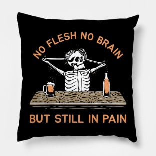 Skull with Two Beers Pillow