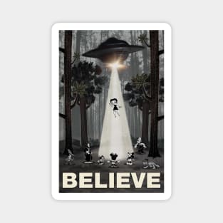 I Want To Believe Betty Boop UFO Abduction Parody Magnet