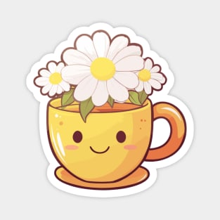 Cute camomile tea cup of calm Magnet