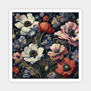 anemone and poppy flower pattern 2 Magnet