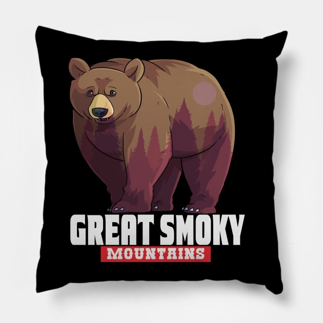 Great Smoky Mountains Bear Pillow by Noseking