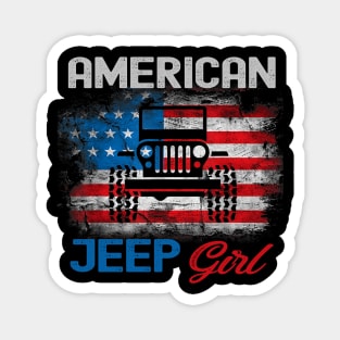 American Jeep Girl USA Flag Jeep Magnet