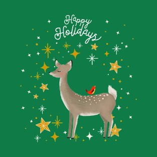 Happy Holidays Christmas Deer T-Shirt