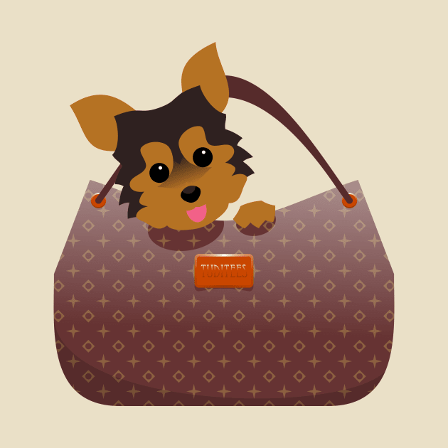 Yorkie in a purse by tuditees