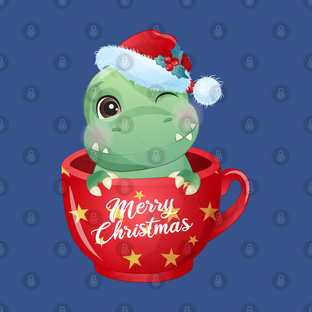 Discover Cute Christmas T Rex Dinosaur In A Cup - Christmas T Rex - T-Shirt