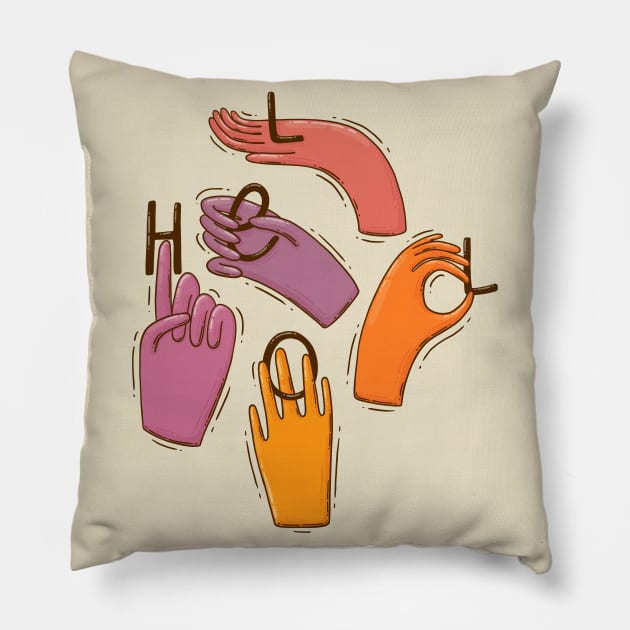 Hello Hands Pillow by Tania Tania